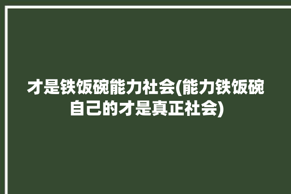 才是铁饭碗能力社会(能力铁饭碗自己的才是真正社会)