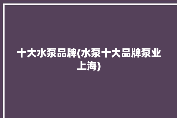 十大水泵品牌(水泵十大品牌泵业上海)