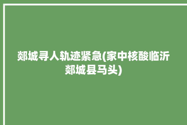 郯城寻人轨迹紧急(家中核酸临沂郯城县马头)