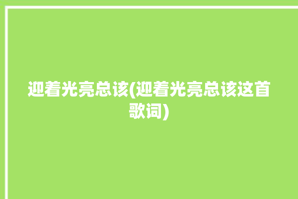 迎着光亮总该(迎着光亮总该这首歌词)