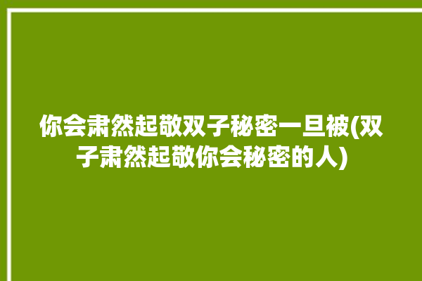 你会肃然起敬双子秘密一旦被(双子肃然起敬你会秘密的人)