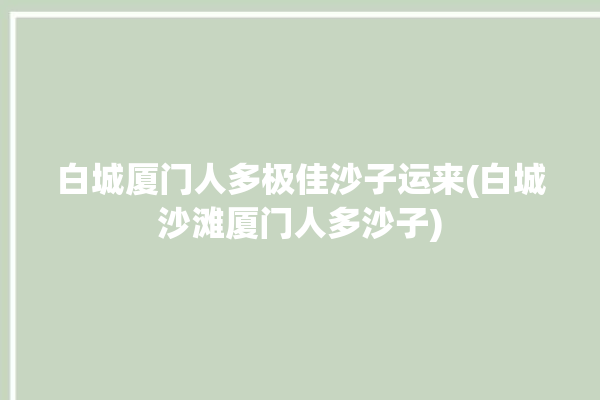 白城厦门人多极佳沙子运来(白城沙滩厦门人多沙子)