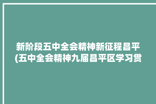 新阶段五中全会精神新征程昌平(五中全会精神九届昌平区学习贯彻百姓)