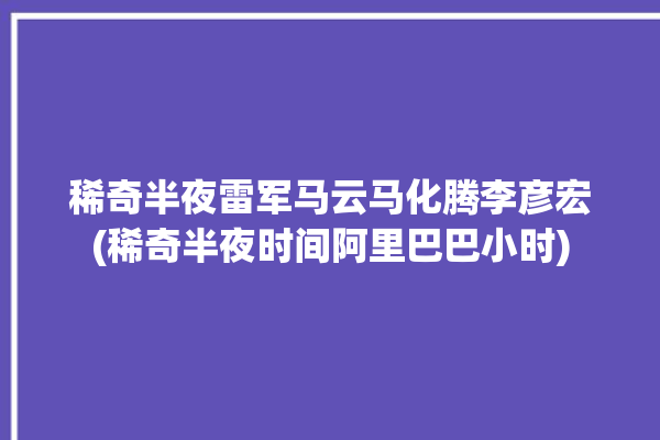 稀奇半夜雷军马云马化腾李彦宏(稀奇半夜时间阿里巴巴小时)