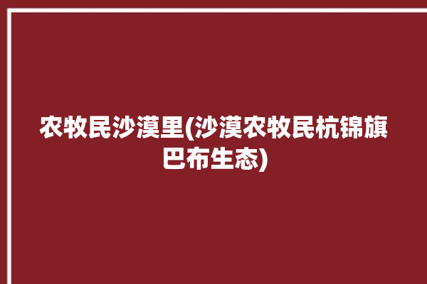 农牧民沙漠里(沙漠农牧民杭锦旗巴布生态)