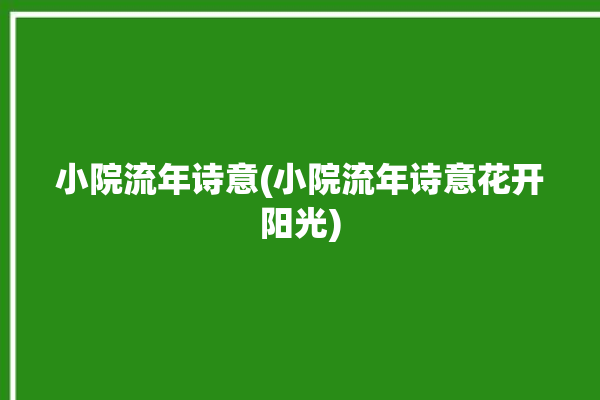 小院流年诗意(小院流年诗意花开阳光)