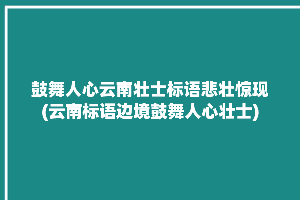 鼓舞人心云南壮士标语悲壮惊现(云南标语边境鼓舞人心壮士)