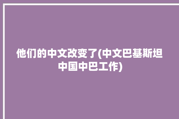 他们的中文改变了(中文巴基斯坦中国中巴工作)