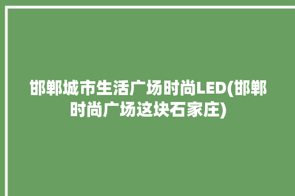 邯郸城市生活广场时尚LED(邯郸时尚广场这块石家庄)