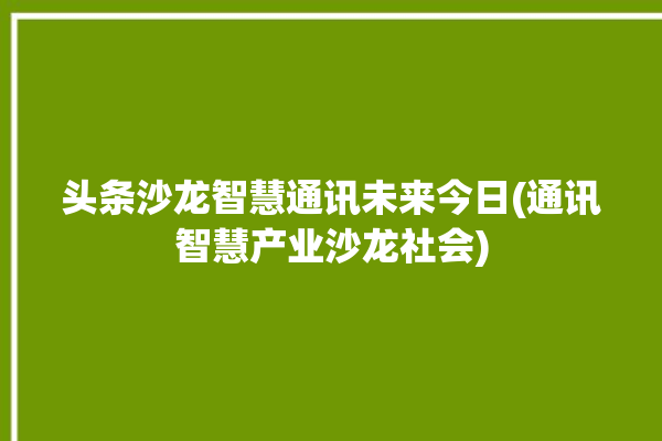 头条沙龙智慧通讯未来今日(通讯智慧产业沙龙社会)