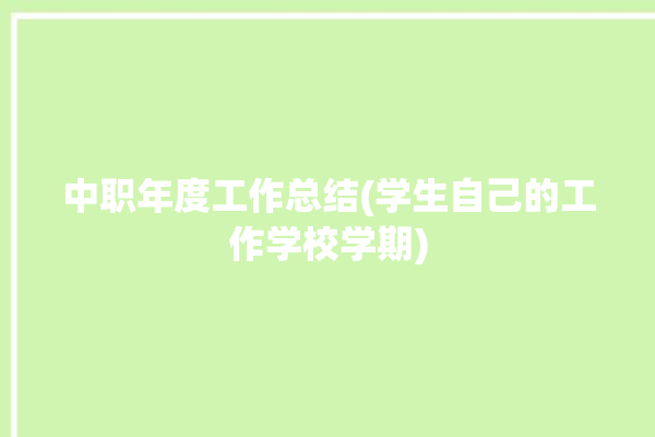 中职年度工作总结(学生自己的工作学校学期)