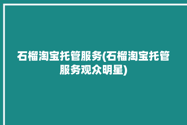 石榴淘宝托管服务(石榴淘宝托管服务观众明星)