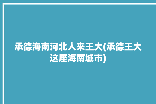 承德海南河北人来王大(承德王大这座海南城市)