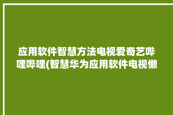 应用软件智慧方法电视爱奇艺哔哩哔哩(智慧华为应用软件电视懒人)