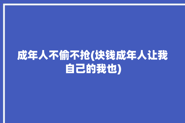 成年人不偷不抢(块钱成年人让我自己的我也)