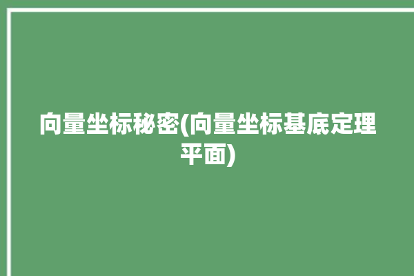 向量坐标秘密(向量坐标基底定理平面)