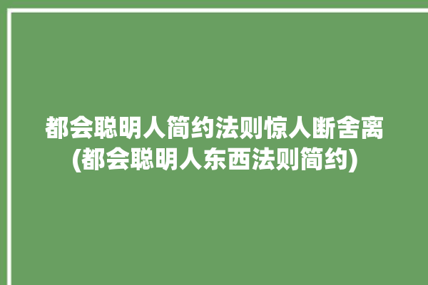 都会聪明人简约法则惊人断舍离(都会聪明人东西法则简约)