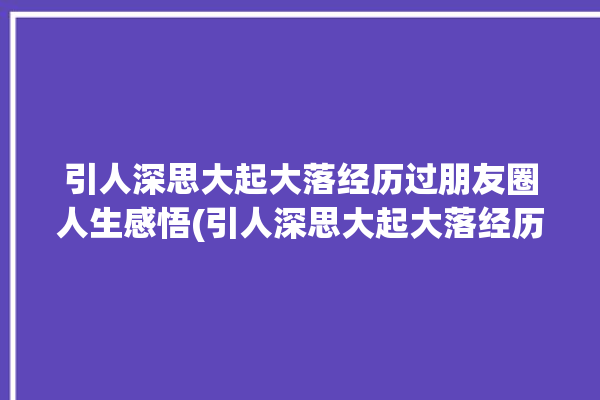 引人深思大起大落经历过朋友圈人生感悟(引人深思大起大落经历过朋友圈人生感悟)