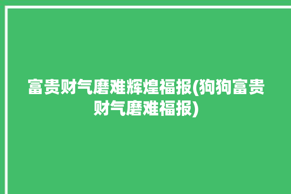 富贵财气磨难辉煌福报(狗狗富贵财气磨难福报)