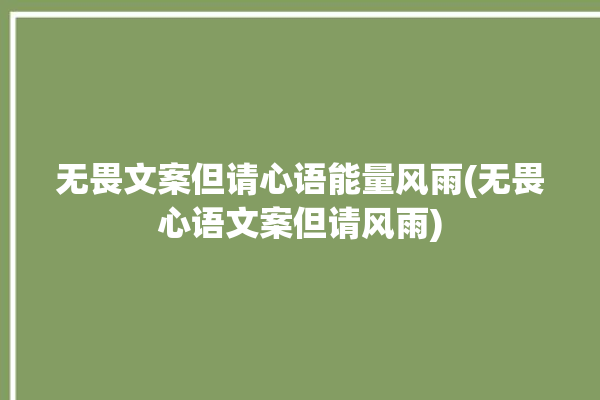 无畏文案但请心语能量风雨(无畏心语文案但请风雨)