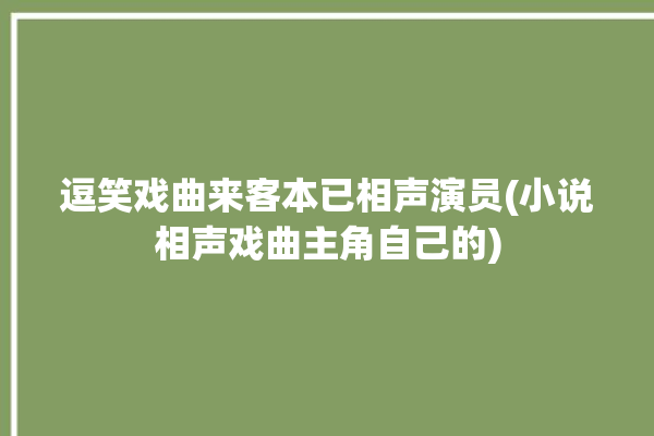 逗笑戏曲来客本已相声演员(小说相声戏曲主角自己的)