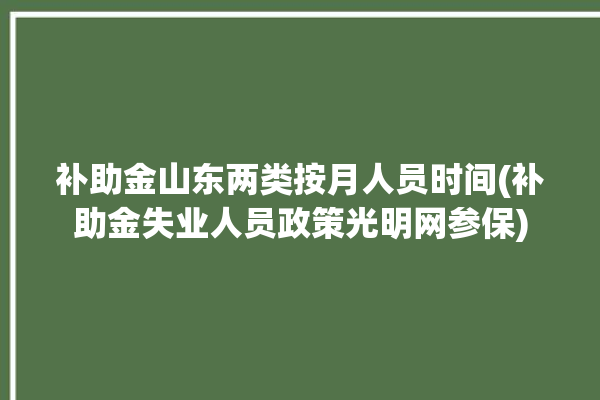 补助金山东两类按月人员时间(补助金失业人员政策光明网参保)