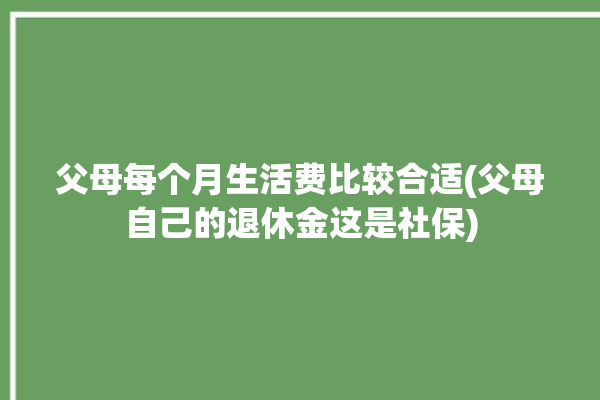 父母每个月生活费比较合适(父母自己的退休金这是社保)