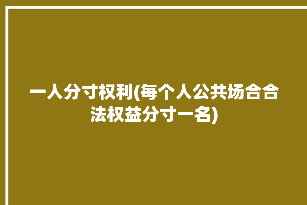 一人分寸权利(每个人公共场合合法权益分寸一名)