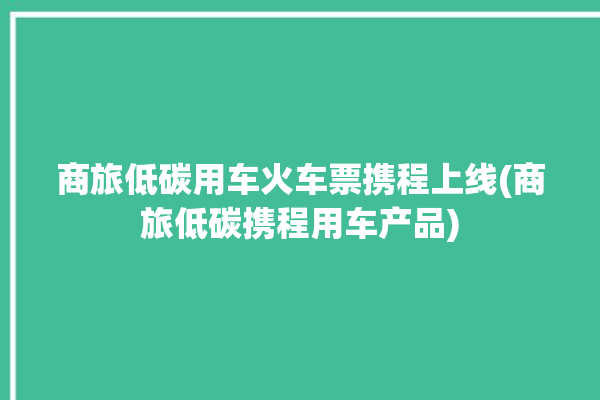 商旅低碳用车火车票携程上线(商旅低碳携程用车产品)