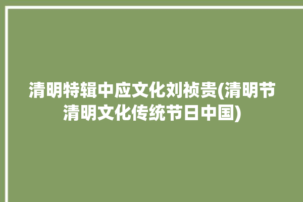 清明特辑中应文化刘祯贵(清明节清明文化传统节日中国)