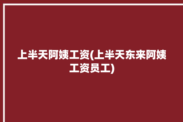 上半天阿姨工资(上半天东来阿姨工资员工)