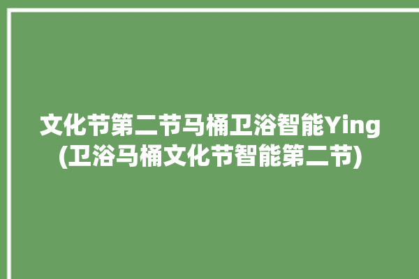 文化节第二节马桶卫浴智能Ying(卫浴马桶文化节智能第二节)