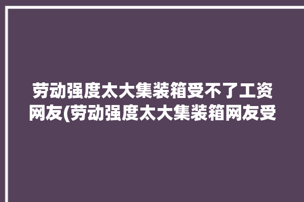 劳动强度太大集装箱受不了工资网友(劳动强度太大集装箱网友受不了)