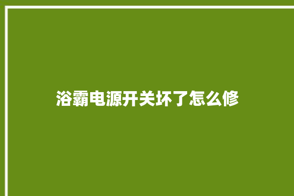 浴霸电源开关坏了怎么修