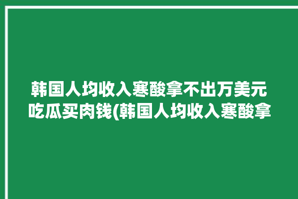 韩国人均收入寒酸拿不出万美元吃瓜买肉钱(韩国人均收入寒酸拿不出食堂)