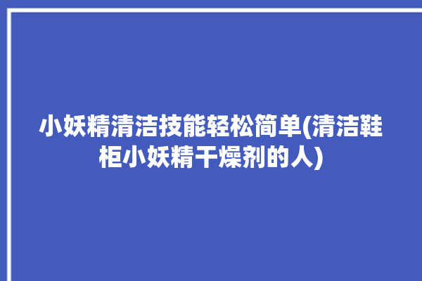 小妖精清洁技能轻松简单(清洁鞋柜小妖精干燥剂的人)