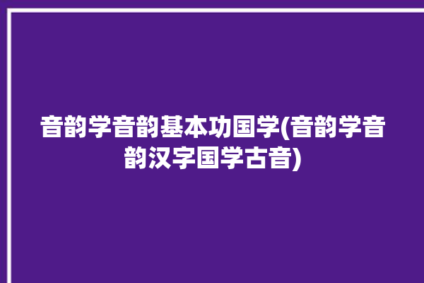 音韵学音韵基本功国学(音韵学音韵汉字国学古音)