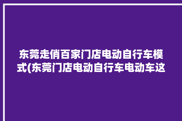 东莞走俏百家门店电动自行车模式(东莞门店电动自行车电动车这一)