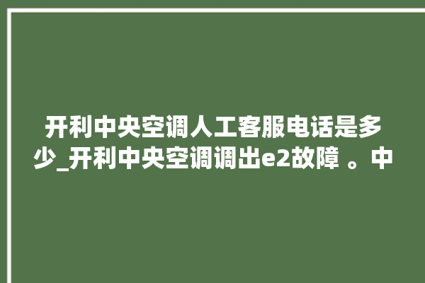 开利中央空调人工客服电话是多少_开利中央空调调出e2故障 。中央空调