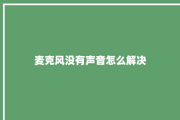 麦克风没有声音怎么解决