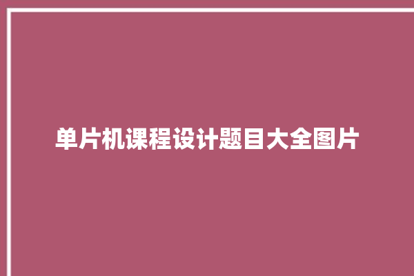 单片机课程设计题目大全图片