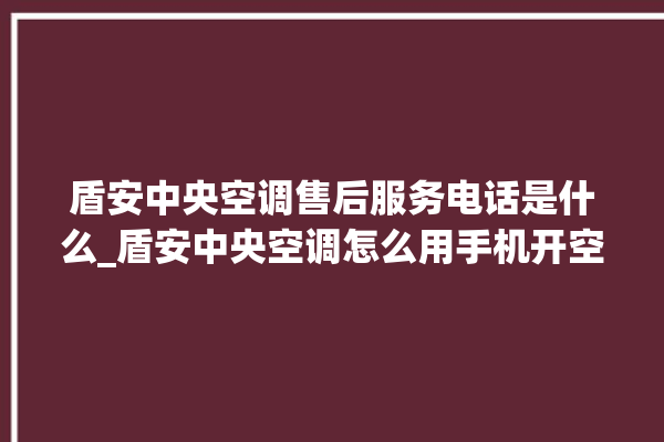 盾安中央空调售后服务电话是什么_盾安中央空调怎么用手机开空调 。中央空调