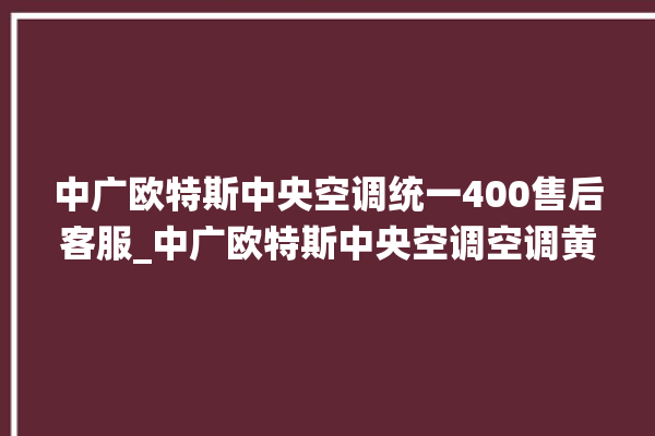 中广欧特斯中央空调统一400售后客服_中广欧特斯中央空调空调黄灯闪 。中央空调