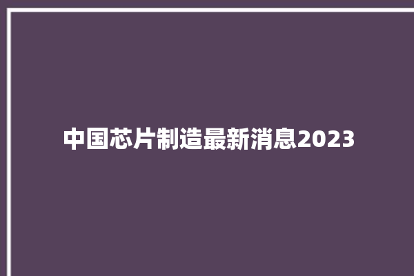 中国芯片制造最新消息2023