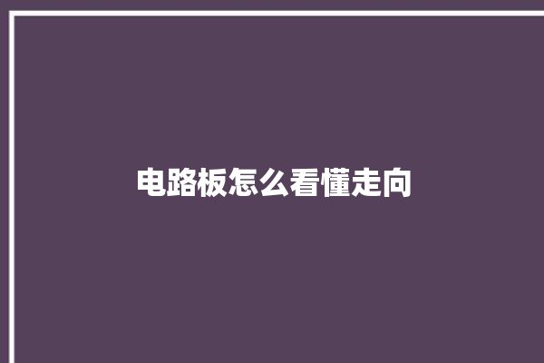 电路板怎么看懂走向