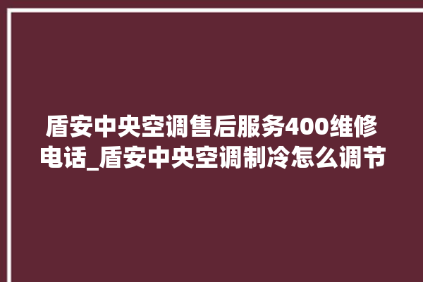 盾安中央空调售后服务400维修电话_盾安中央空调制冷怎么调节 。中央空调