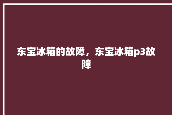 东宝冰箱的故障，东宝冰箱p3故障