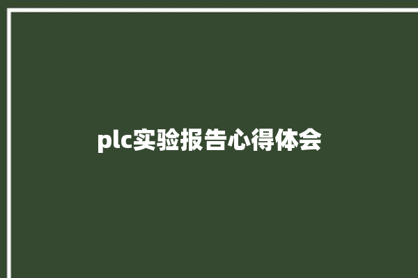 plc实验报告心得体会