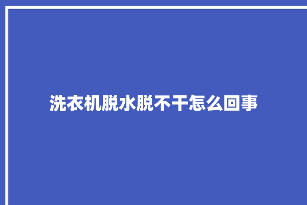 洗衣机脱水脱不干怎么回事