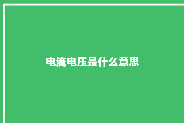 电流电压是什么意思